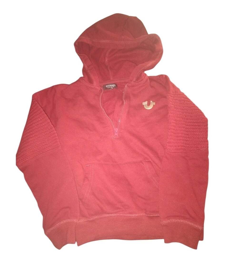 True Religion Hoodie Size 4T Red Zip Up Pocket Logo